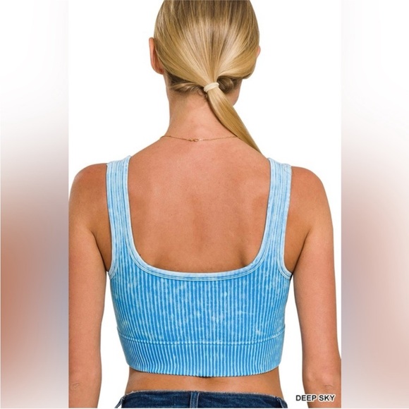 NWT Zenana Ribbed Seamless Brami With Removable Cups Ash Mocha Size L/XL - Picture 3 of 8